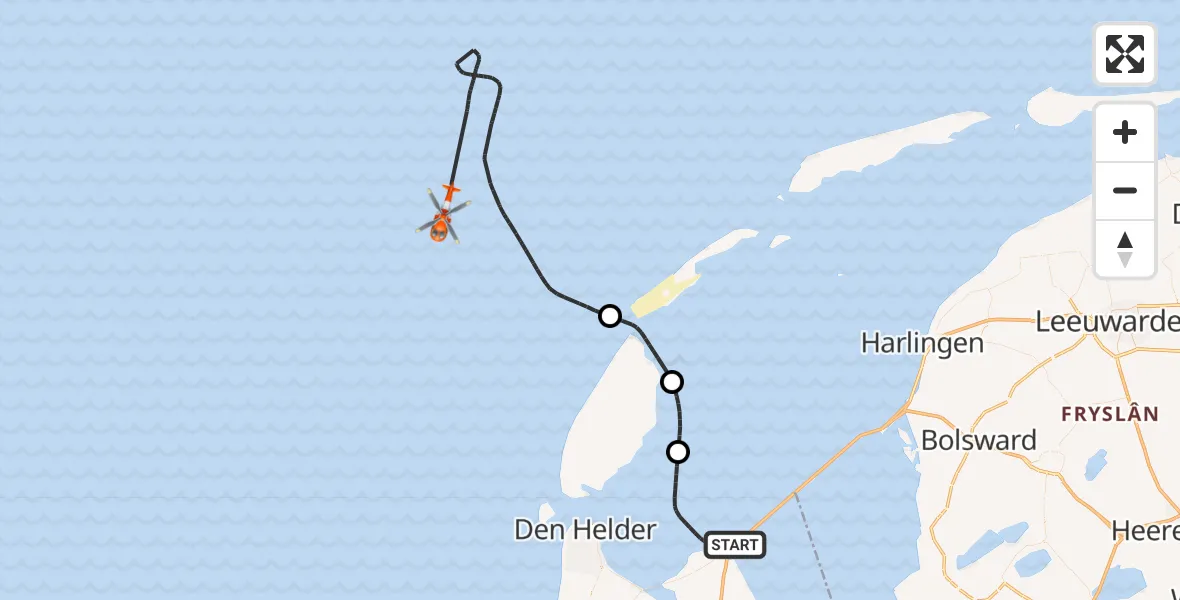 Vluchtroute Kustwachthelikopter Den Oever - , 27 juli 2024, 07:42