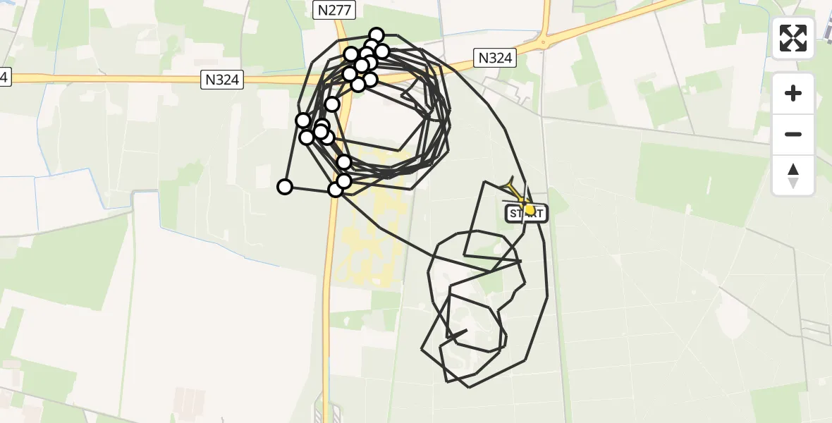 Routekaart van de vlucht: Politiehelikopter naar Reek, Provincialeweg Zuid