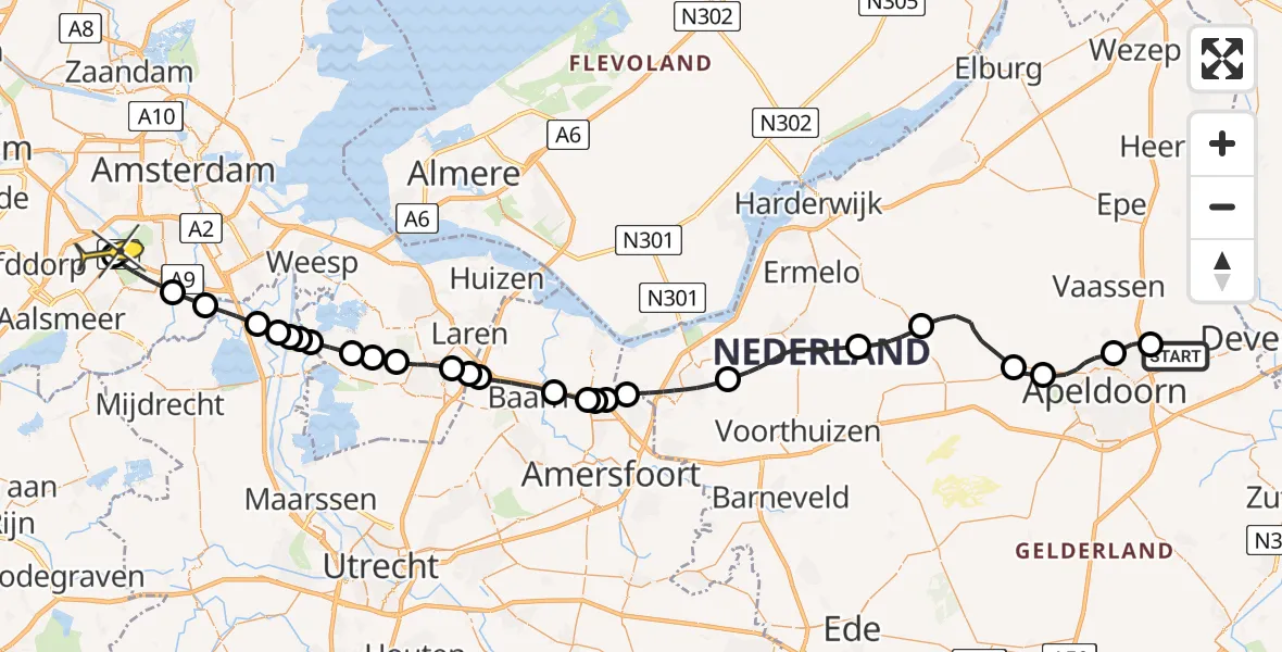 Routekaart van de vlucht: Politieheli naar Schiphol, Kraaienjagersweg