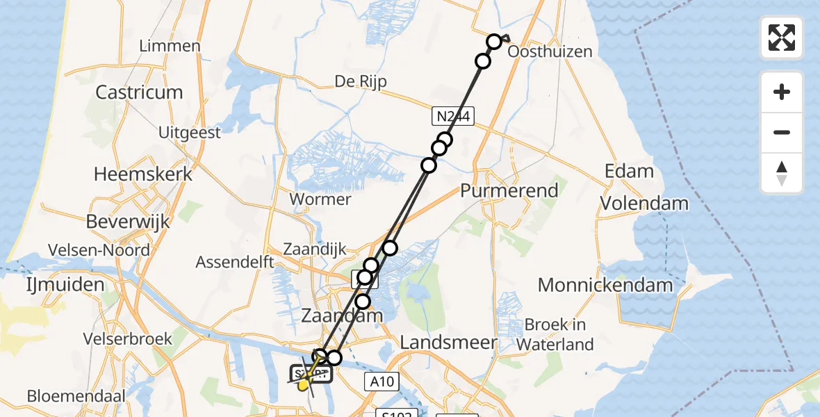 Routekaart van de vlucht: Lifeliner 1 naar Amsterdam Heliport, Westhavenweg