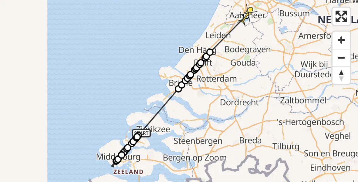 Routekaart van de vlucht: Politieheli naar Aalsmeer, Uiterweg