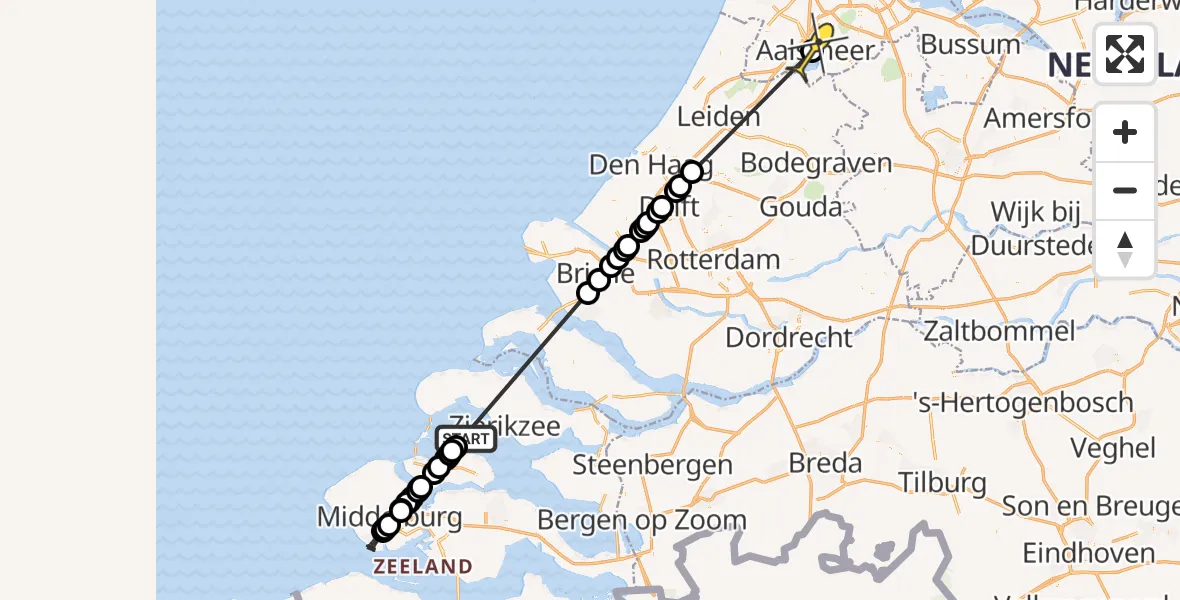 Routekaart van de vlucht: Politiehelikopter naar Aalsmeer, Uiterweg