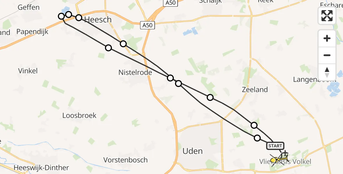 Routekaart van de vlucht: Lifeliner 3 naar Vliegbasis Volkel, Millsebaan