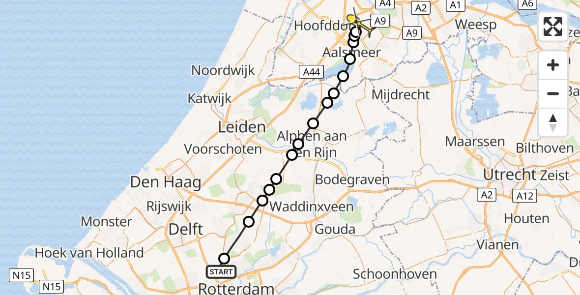 Routekaart van de vlucht: Lifeliner 2 naar Luchthaven Schiphol, Randweg D