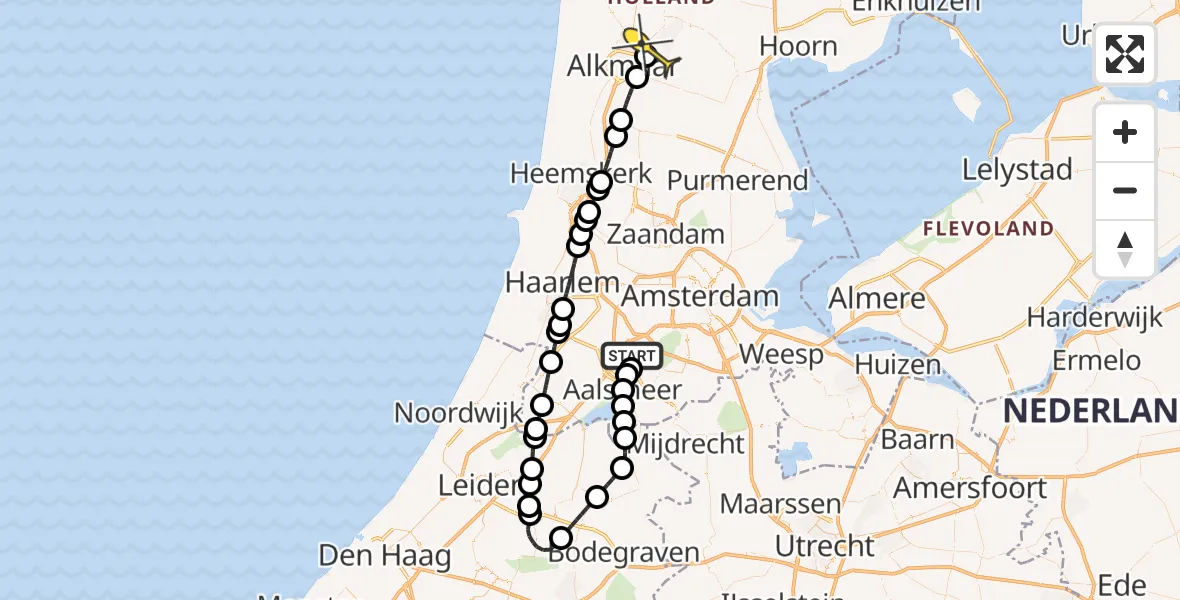 Routekaart van de vlucht: Lifeliner 2 naar Heerhugowaard, Oude Vijfhuizerweg