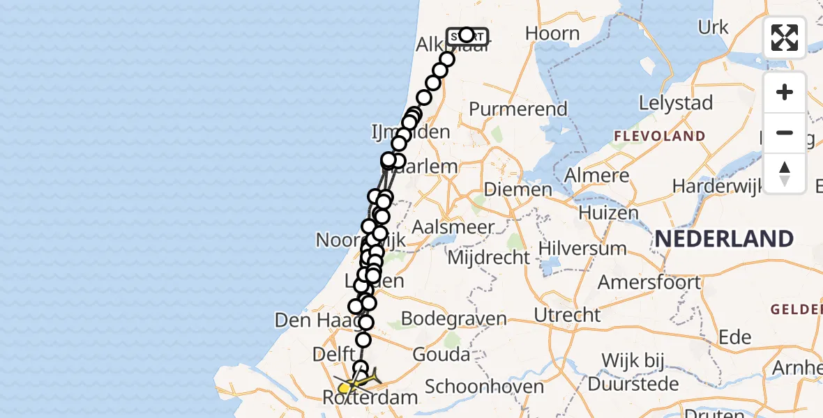 Routekaart van de vlucht: Lifeliner 2 naar Rotterdam The Hague Airport, Herenweg