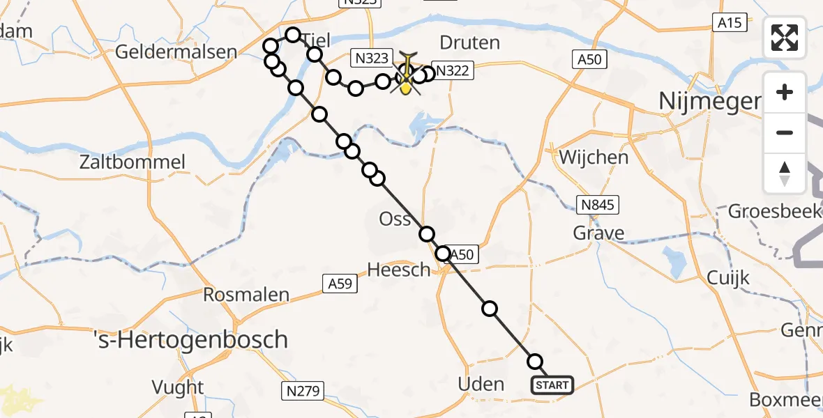 Routekaart van de vlucht: Lifeliner 3 naar Boven-Leeuwen, De Bunders