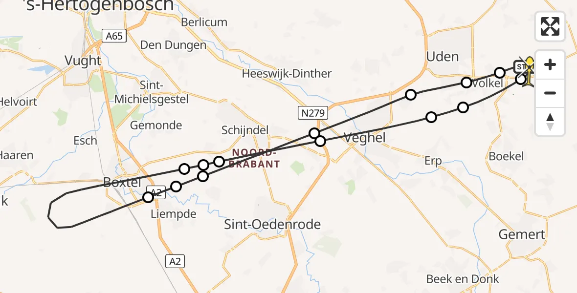 Routekaart van de vlucht: Lifeliner 3 naar Vliegbasis Volkel, Boshond