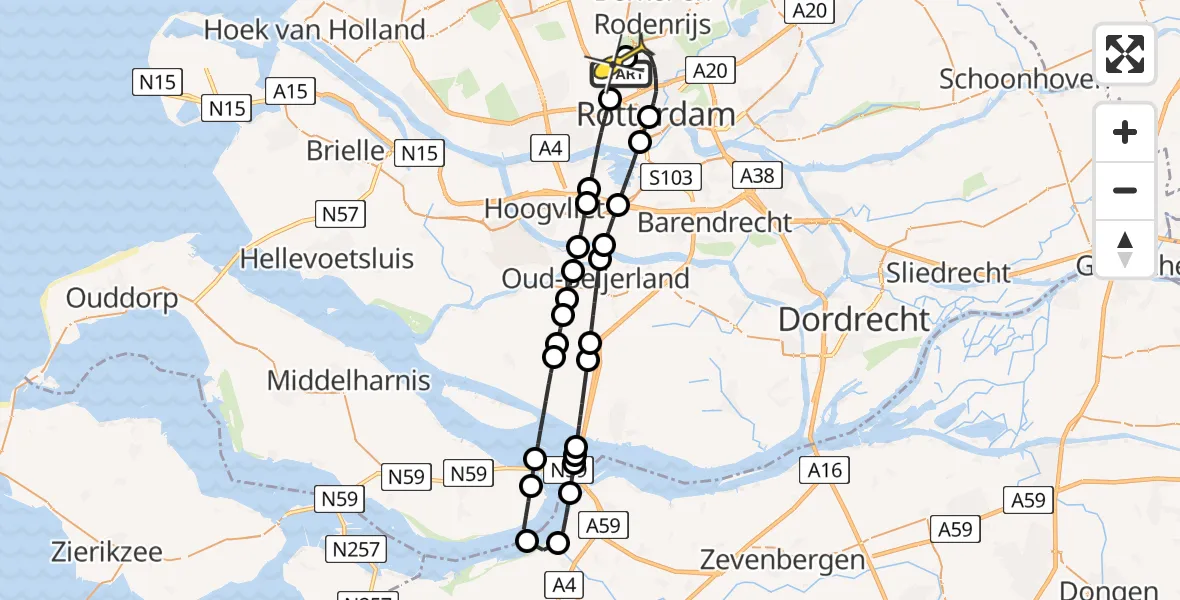 Routekaart van de vlucht: Lifeliner 2 naar Rotterdam The Hague Airport, Van der Duijn van Maasdamweg