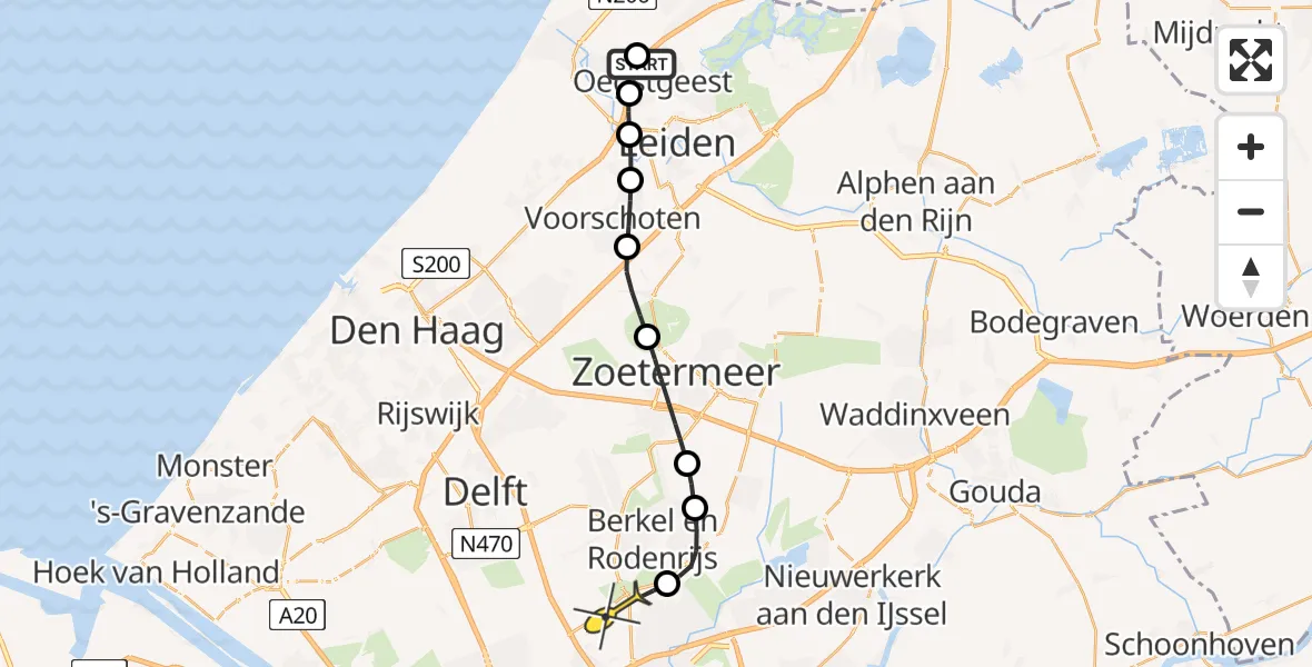 Routekaart van de vlucht: Lifeliner 2 naar Rotterdam The Hague Airport, Laan van Verhof