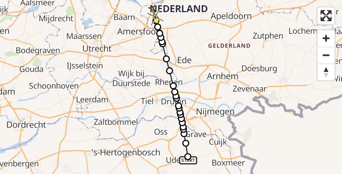 Routekaart van de vlucht: Lifeliner 3 naar Nijkerk, Millsebaan