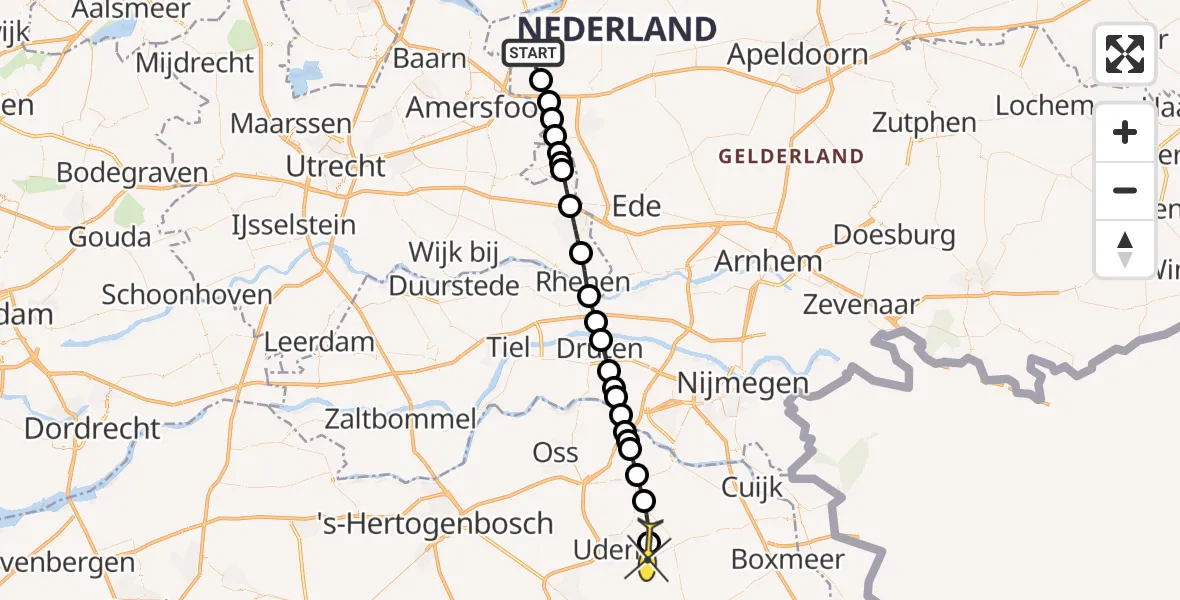 Routekaart van de vlucht: Lifeliner 3 naar Vliegbasis Volkel, Slichtenhorsterweg