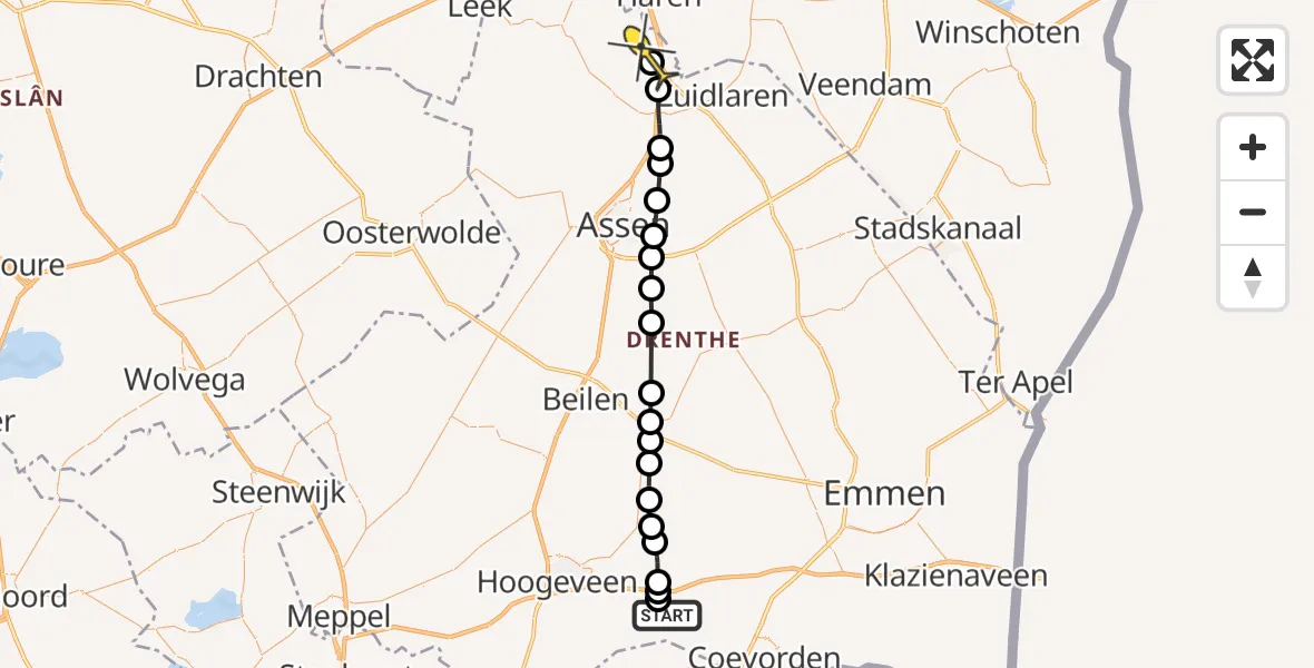 Routekaart van de vlucht: Lifeliner 4 naar Groningen Airport Eelde, Kerkhoflaan