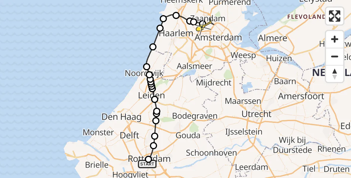 Routekaart van de vlucht: Lifeliner 1 naar Amsterdam Heliport, Karel Doormanstraat