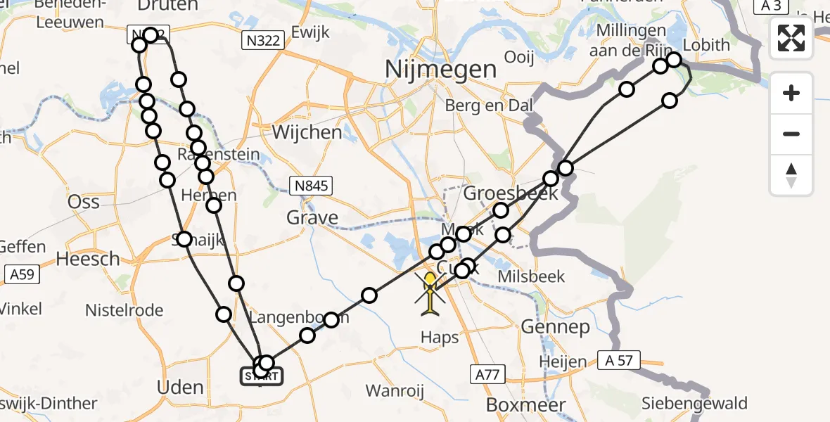 Routekaart van de vlucht: Lifeliner 3 naar Vianen NB, Verbindingsweg