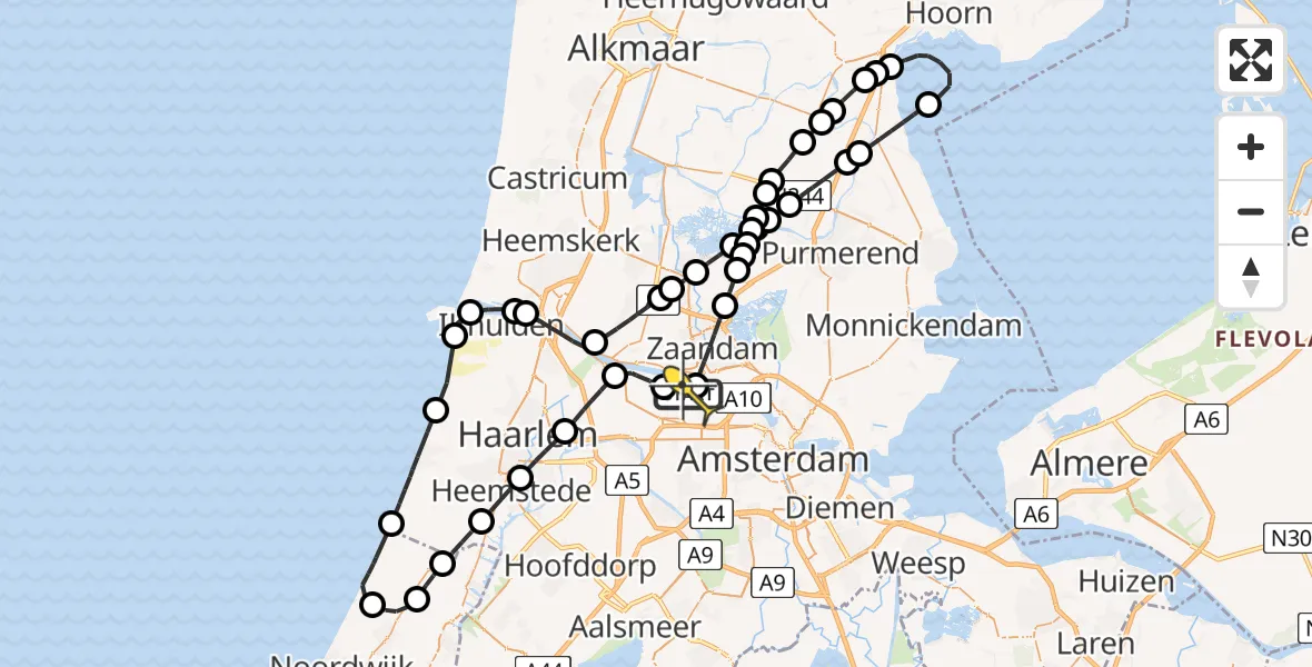 Routekaart van de vlucht: Lifeliner 1 naar Amsterdam Heliport, Lipariweg