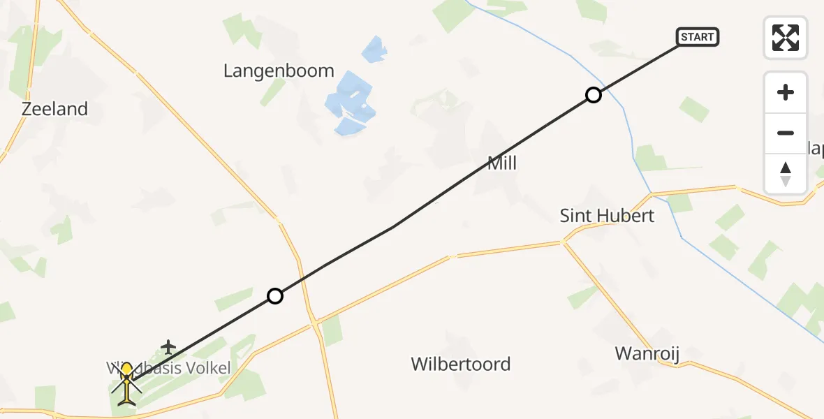 Routekaart van de vlucht: Lifeliner 3 naar Vliegbasis Volkel, Wollenbergseweg