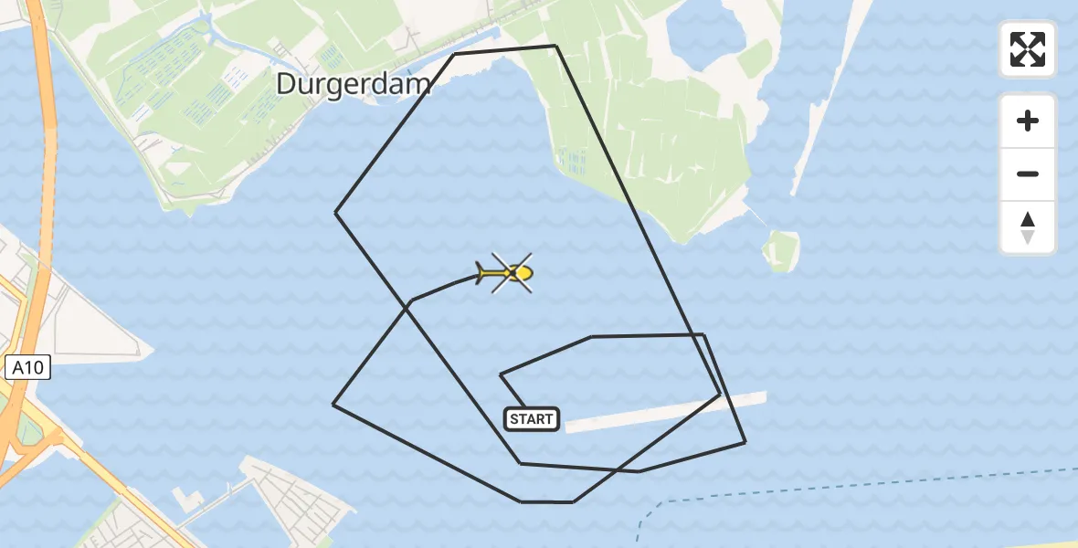 Routekaart van de vlucht: Politieheli naar Amsterdam, Vogeleiland