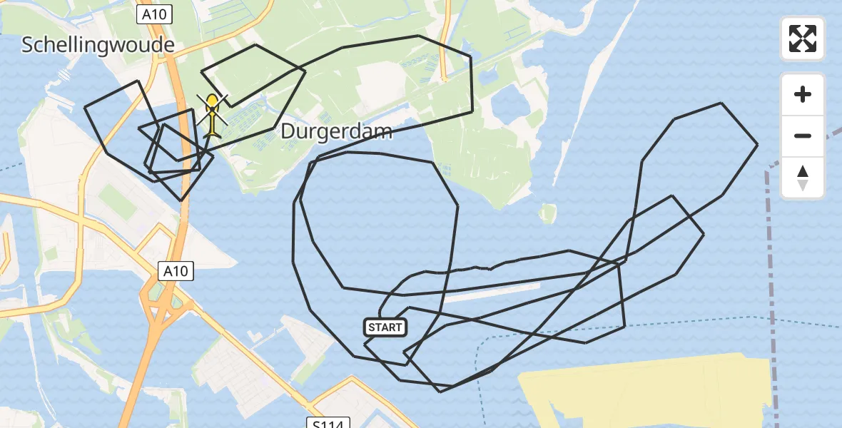 Routekaart van de vlucht: Kustwachthelikopter naar Amsterdam, Bert Haanstrakade