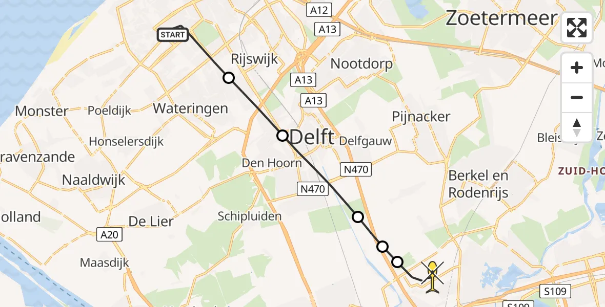 Routekaart van de vlucht: Lifeliner 2 naar Rotterdam The Hague Airport, Genemuidenstraat