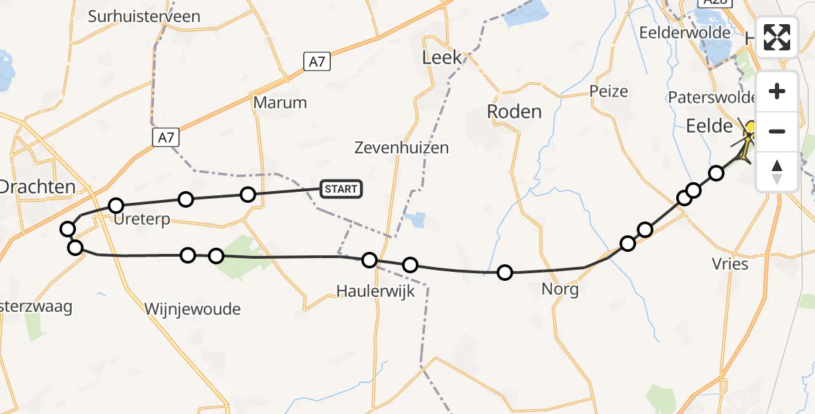 Routekaart van de vlucht: Lifeliner 4 naar Groningen Airport Eelde, Langpaed