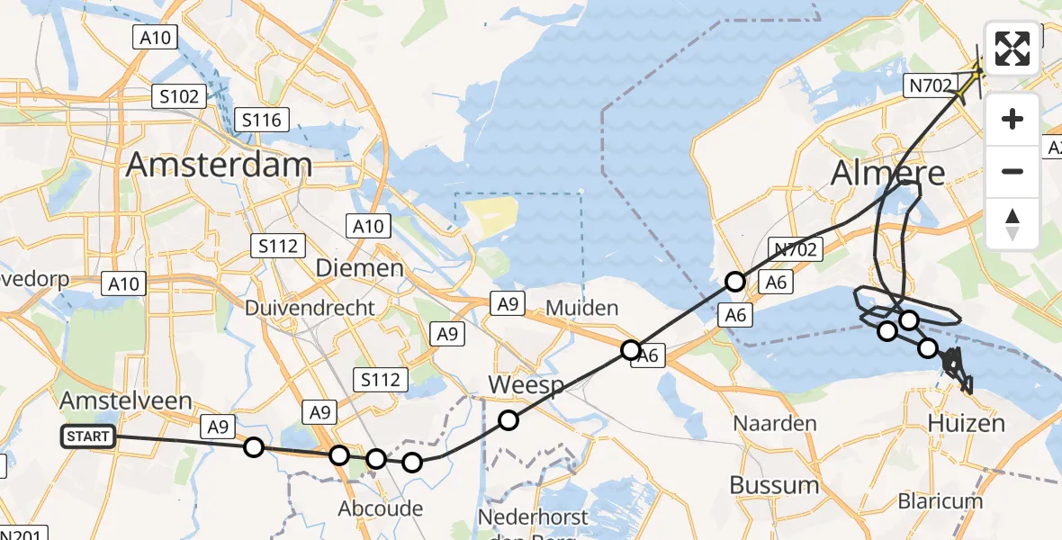 Routekaart van de vlucht: Politieheli naar Almere, Fluweelboomlaan