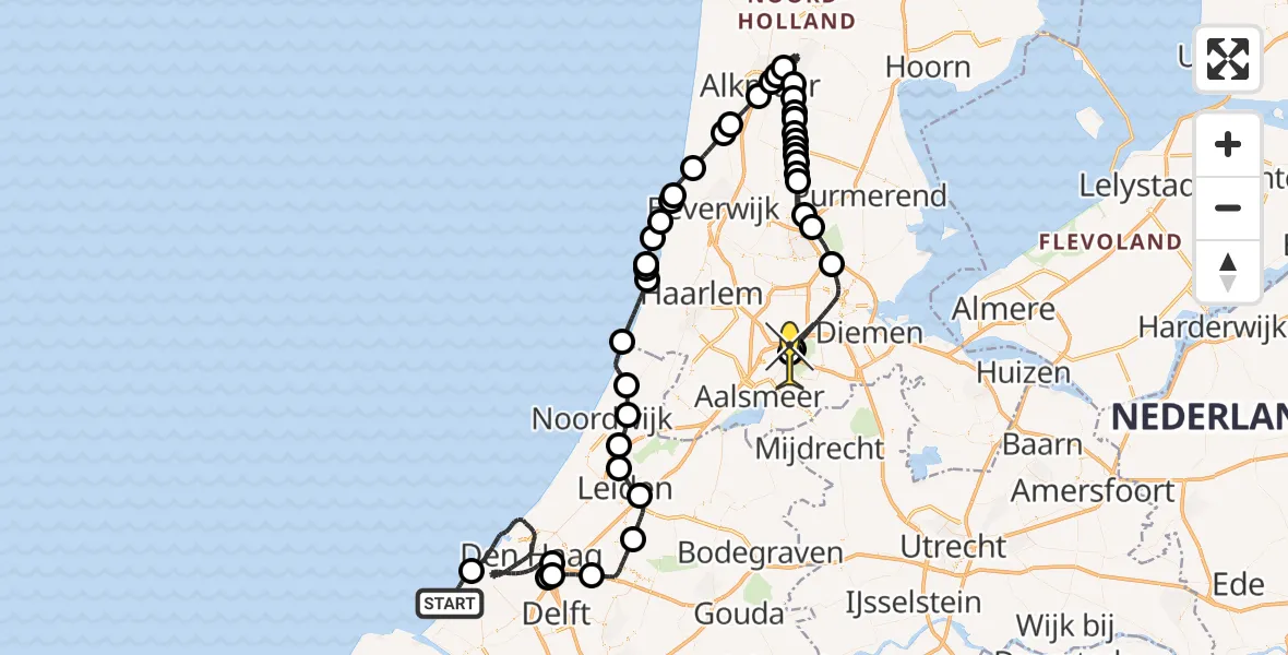 Routekaart van de vlucht: Politieheli naar Schiphol, Karel Doormantrap