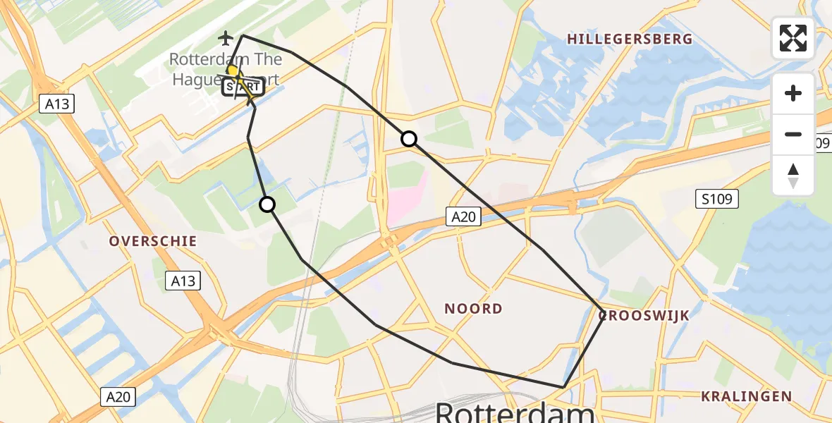 Routekaart van de vlucht: Lifeliner 2 naar Rotterdam The Hague Airport, Tempelhof