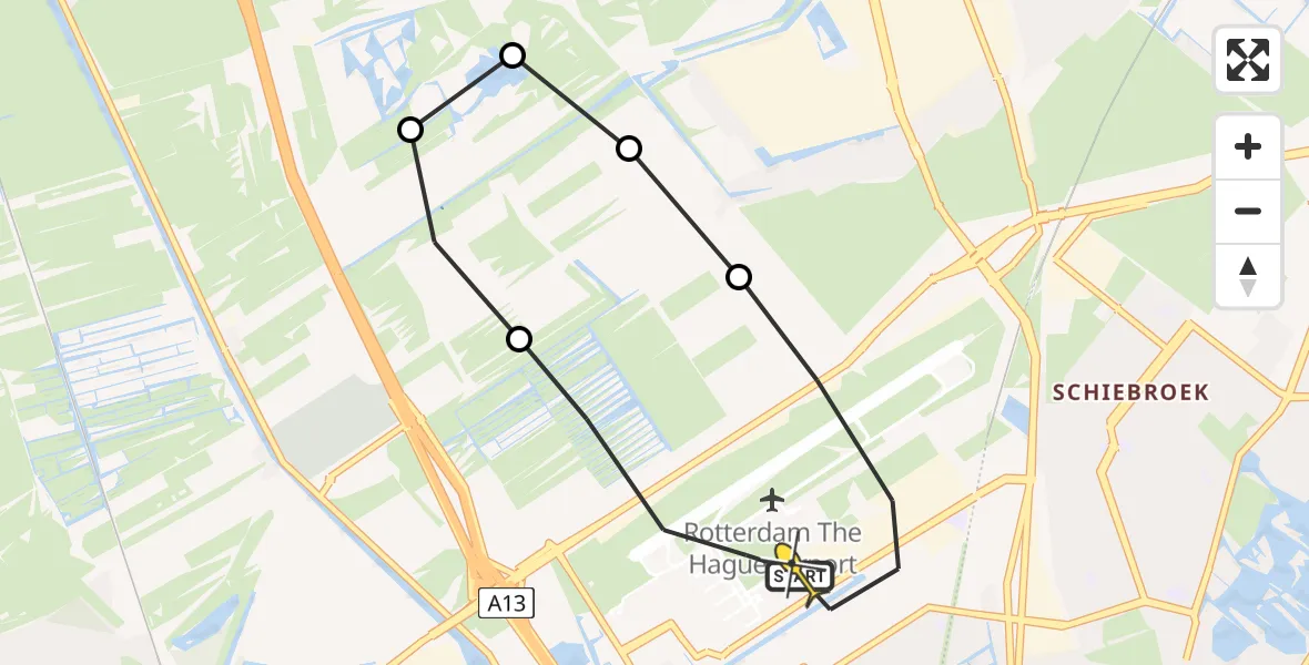 Routekaart van de vlucht: Lifeliner 2 naar Rotterdam The Hague Airport, Ackerdijkseweg