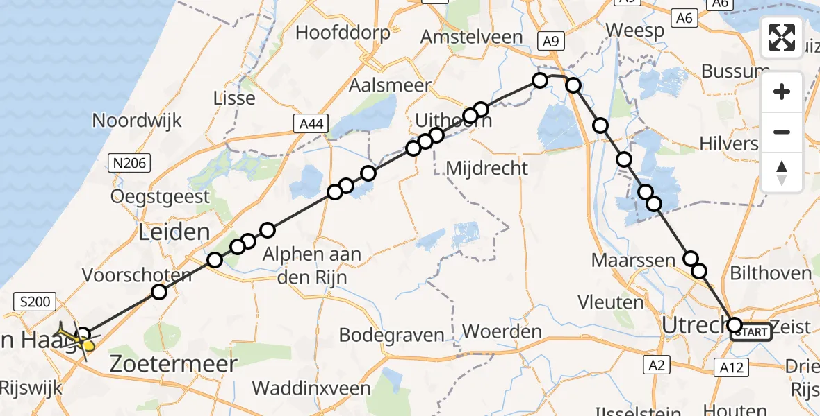 Routekaart van de vlucht: Lifeliner 1 naar Voorburg, Toulouselaan