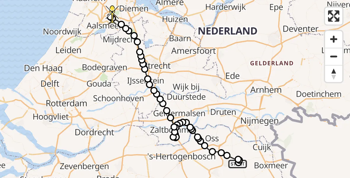 Routekaart van de vlucht: Politieheli naar Schiphol, Zeelandsedijk