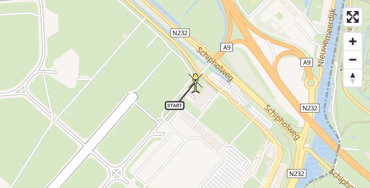 Vluchtroute Politiehelikopter van Schiphol naar Schiphol