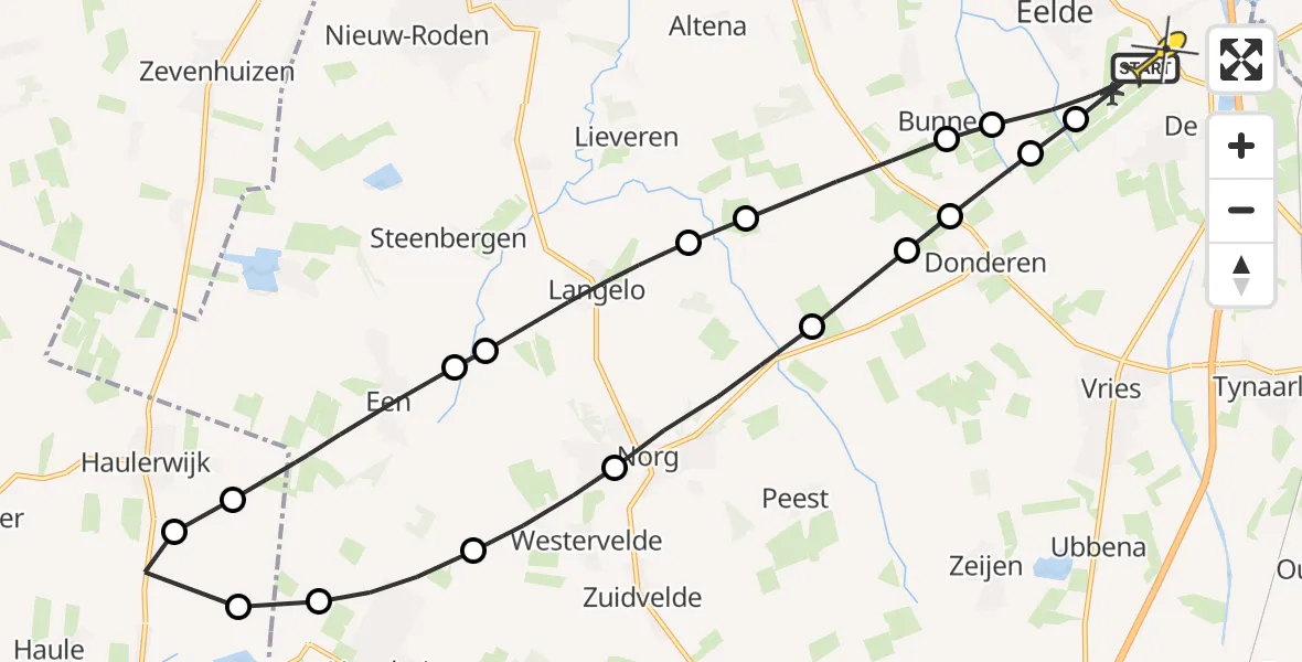 Routekaart van de vlucht: Lifeliner 4 naar Groningen Airport Eelde, Veldkampweg