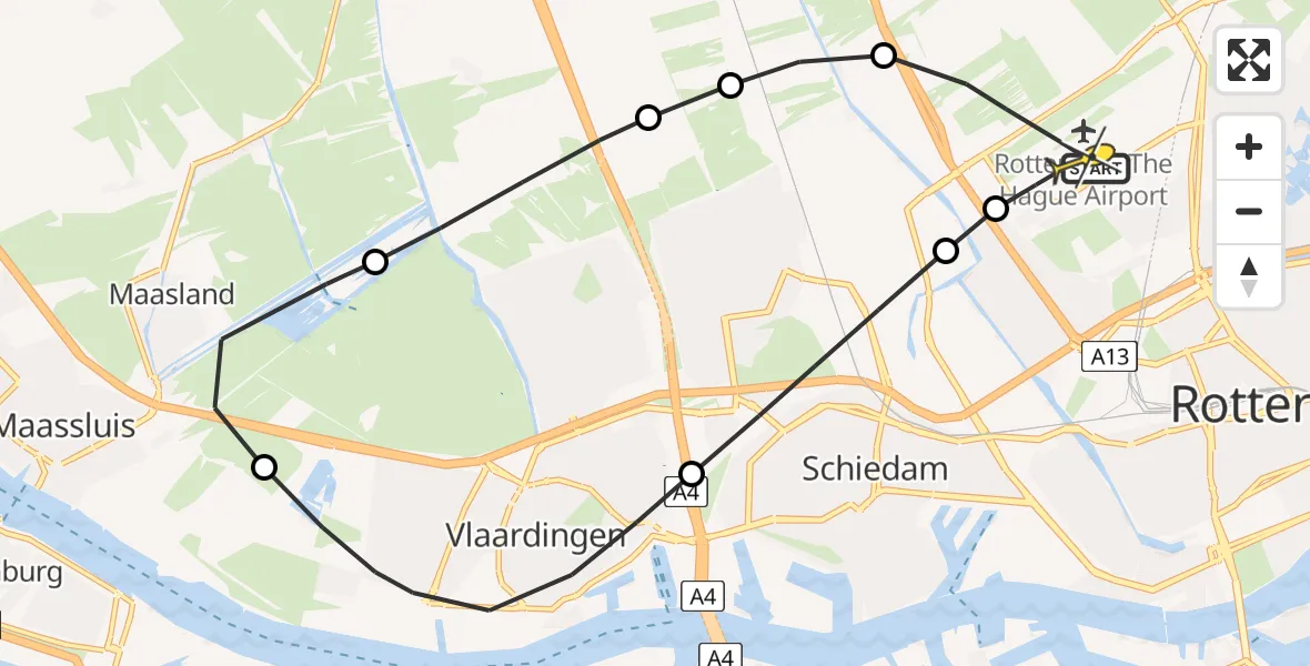 Routekaart van de vlucht: Lifeliner 2 naar Rotterdam The Hague Airport, Kandelaarweg