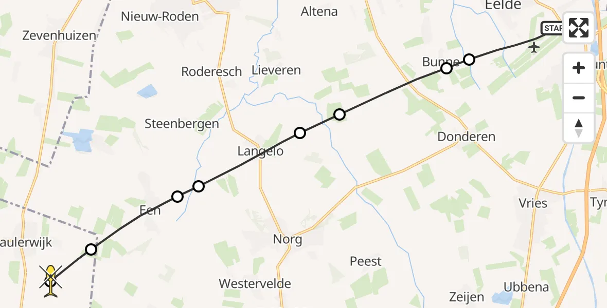 Routekaart van de vlucht: Lifeliner 4 naar Haule, Lugtenbergerweg