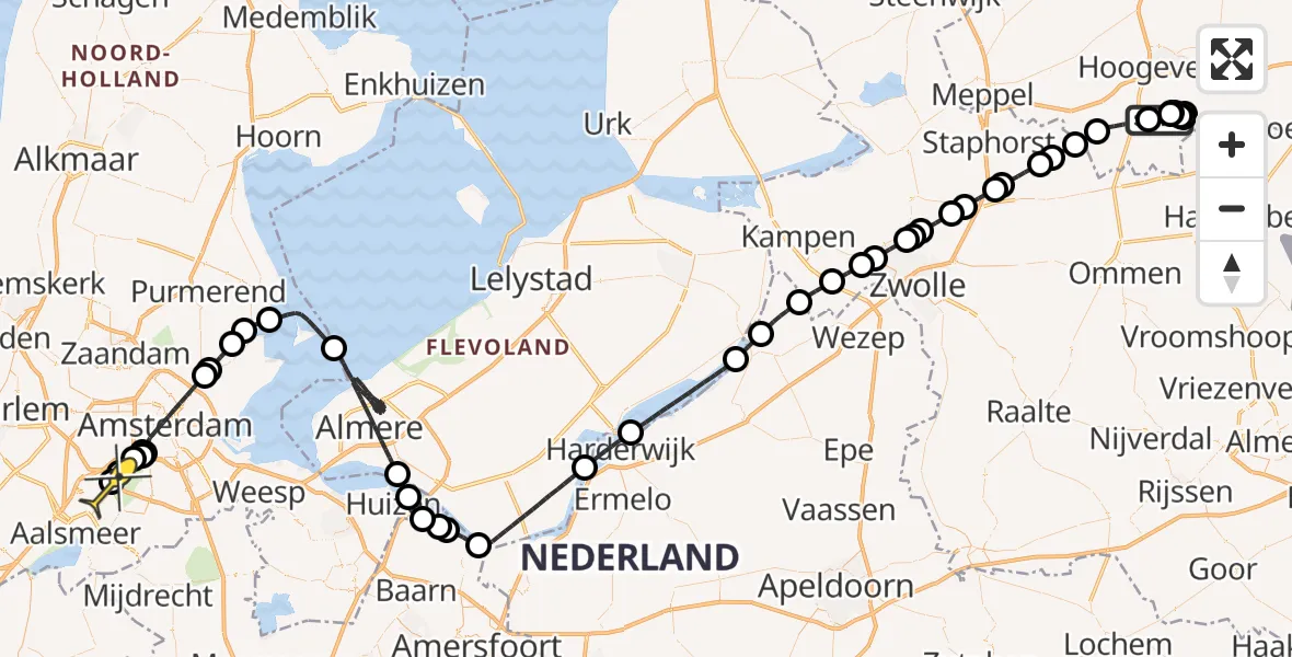 Routekaart van de vlucht: Politieheli naar Schiphol, Oud Opgaande