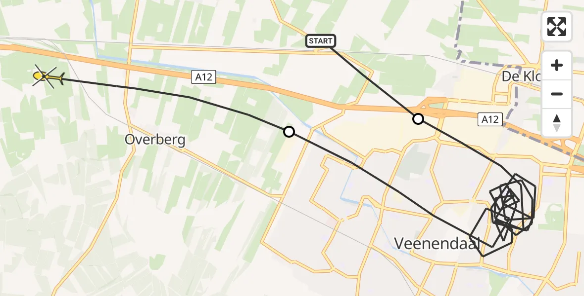 Routekaart van de vlucht: Politieheli naar Leersum, Vendelier