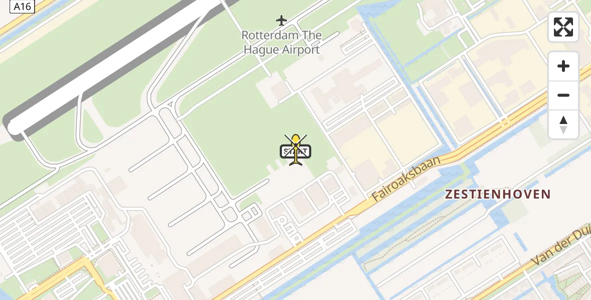 Routekaart van de vlucht: Politiehelikopter naar Rotterdam The Hague Airport, Brandenburgbaan