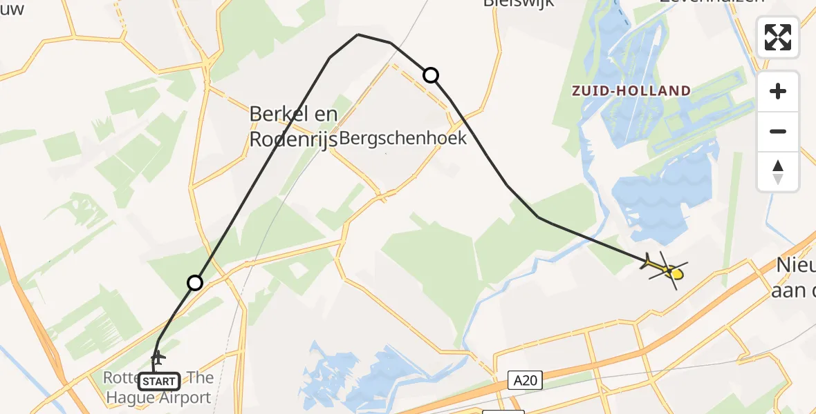 Routekaart van de vlucht: Politiehelikopter naar Rotterdam, Victor E. van Vrieslandstraat