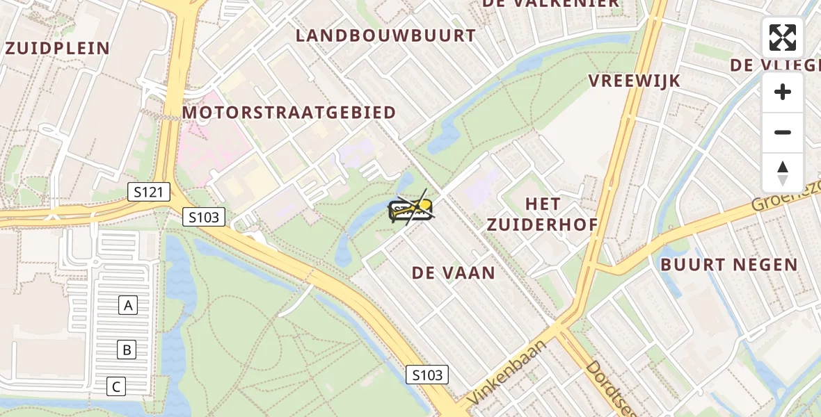 Routekaart van de vlucht: Lifeliner 2 naar Rotterdam, Zuiderparkpromenade-Oost