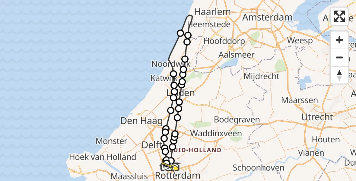 Routekaart van de vlucht: Lifeliner 2 naar Rotterdam The Hague Airport, Brandenburgbaan