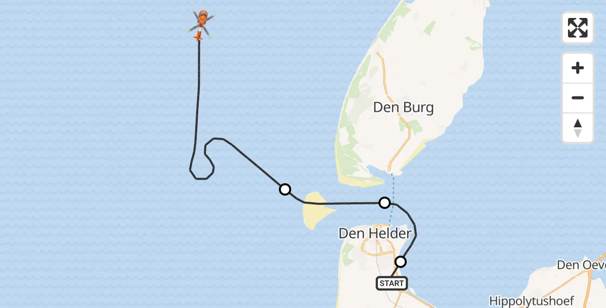 Vluchtroute Kustwachthelikopter Vliegveld De Kooy - , 29 juli 2024, 17:35