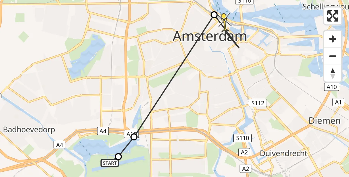 Routekaart van de vlucht: Politiehelikopter naar Amsterdam, Jaagpad