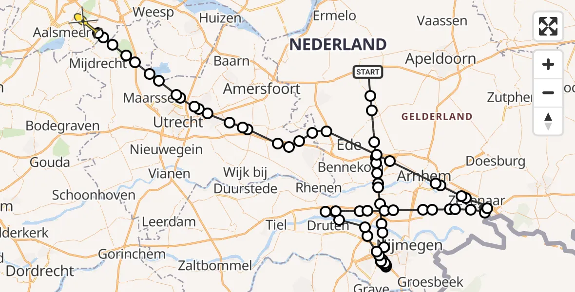 Routekaart van de vlucht: Politieheli naar Amstelveen, Hoog Buurloseweg