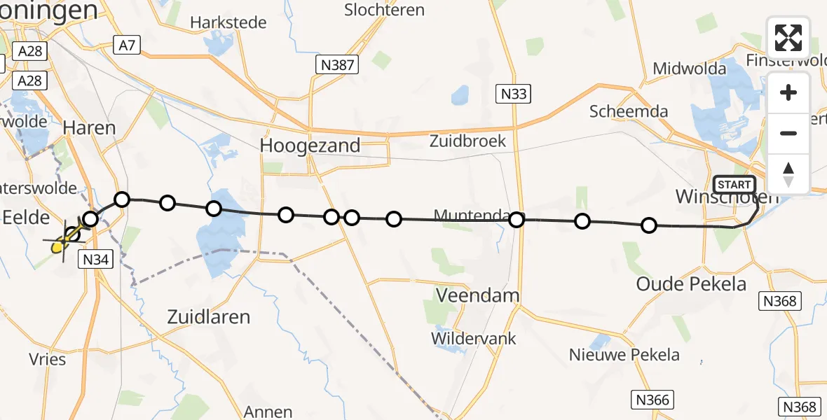 Routekaart van de vlucht: Lifeliner 4 naar Groningen Airport Eelde, Industrieweg