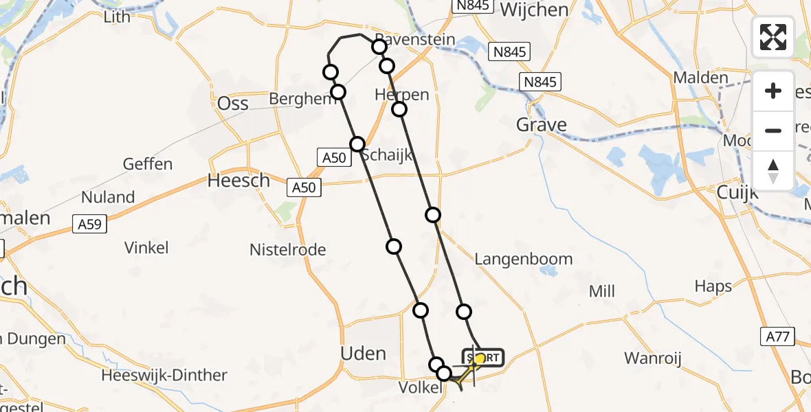 Routekaart van de vlucht: Lifeliner 3 naar Vliegbasis Volkel, Houtvennen