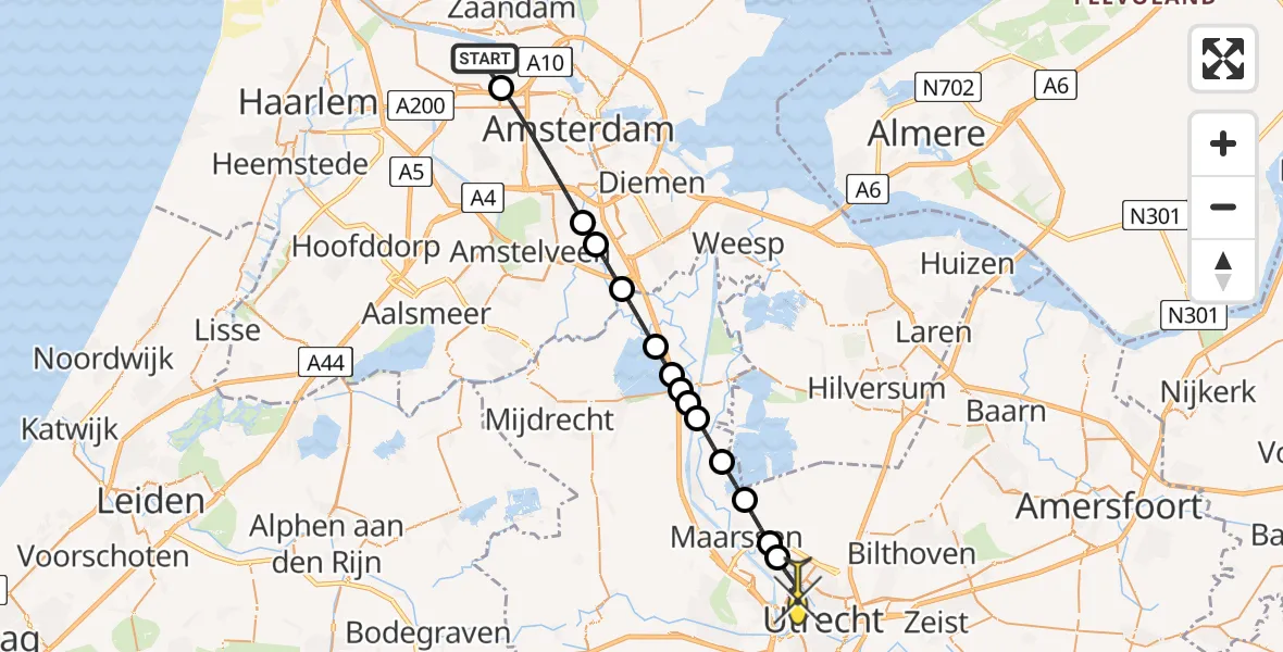 Routekaart van de vlucht: Lifeliner 1 naar Utrecht, Maltaweg