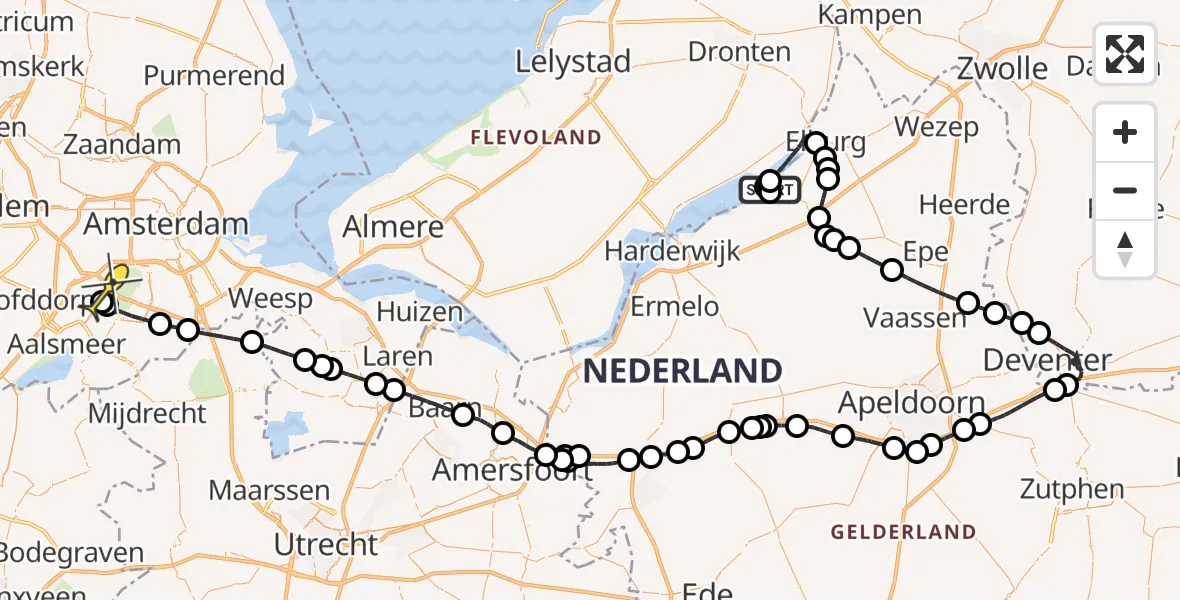 Routekaart van de vlucht: Politieheli naar Schiphol, Zeepad