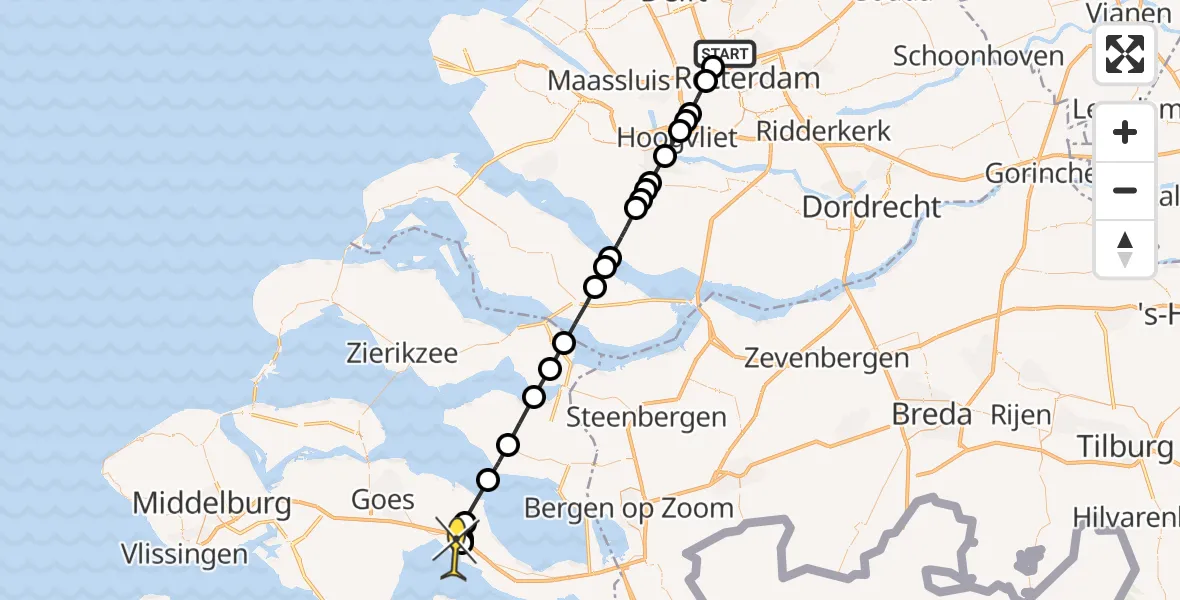 Routekaart van de vlucht: Lifeliner 2 naar Hansweert, Ludolf de Jonghstraat