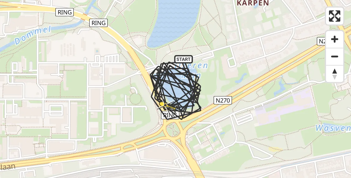 Routekaart van de vlucht: Politiehelikopter naar Eindhoven, Insulindelaan